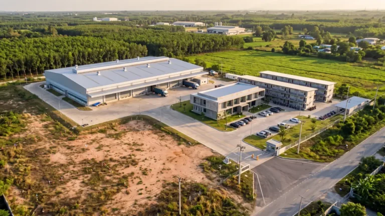 Industrial plot with factory buildings and staff housing in a Rayong industrial estate, Thailand